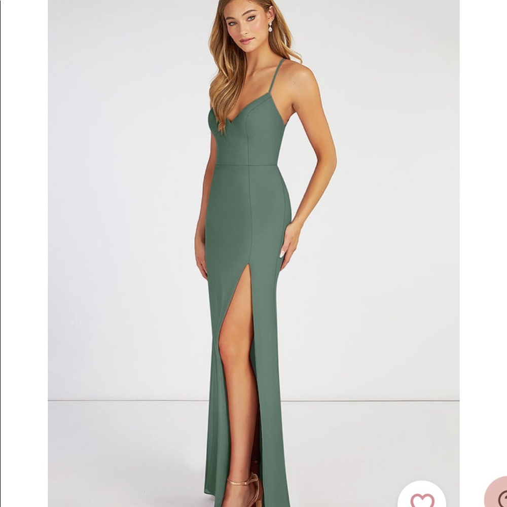 Azazie Eucalyptus bridesmaid dress